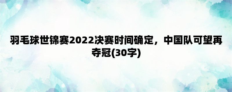 羽毛球世锦赛2022决赛时