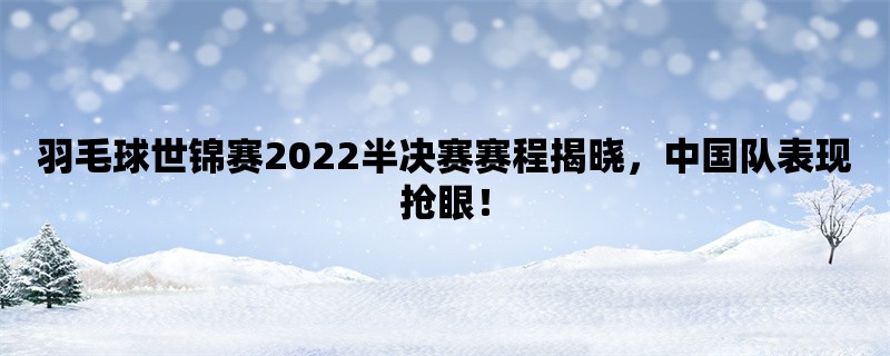 羽毛球世锦赛2022半决赛