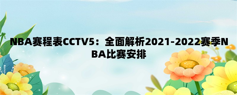 NBA赛程表CCTV5：全面解析