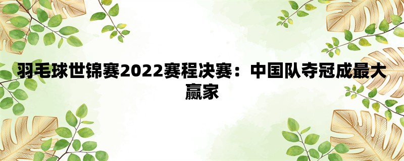 羽毛球世锦赛2022赛程决赛：中国队夺冠成最大赢家