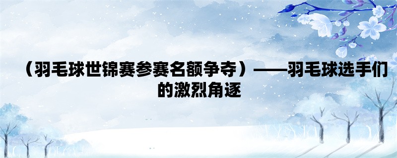 （羽毛球世锦赛参赛名额争夺），羽毛球选手们的激烈角逐