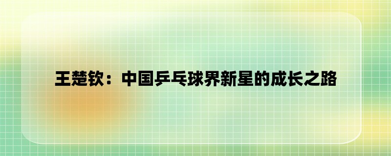 王楚钦：中国乒乓球界新