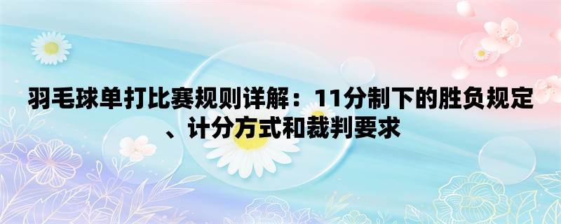 羽毛球单打比赛规则详解