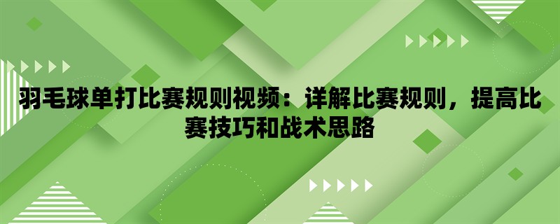 羽毛球单打比赛规则视频