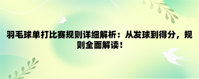 羽毛球单打比赛规则详细解析：从发球到得分，规则全面解读！