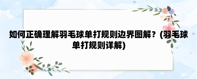 如何正确理解羽毛球单打