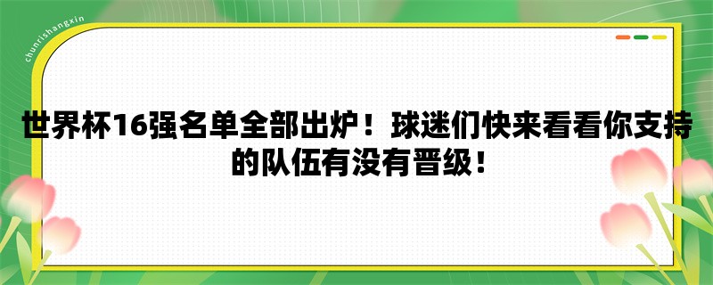 世界杯16强名单全部出炉