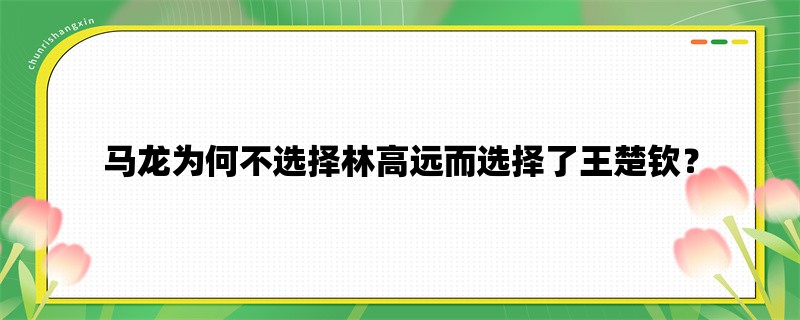 马龙为何不选择林高远而选择了王楚钦？