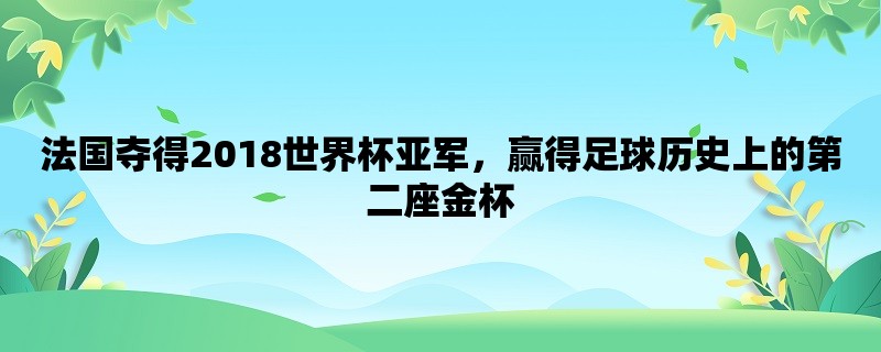 法国夺得2018世界杯亚军，赢得足球历史上的第二座金杯