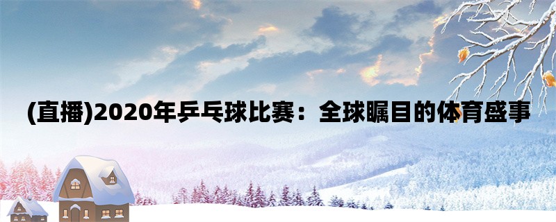 (直播)2020年乒乓球比赛：全球瞩目的体育盛事