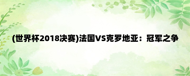 (世界杯2018决赛)法国VS克