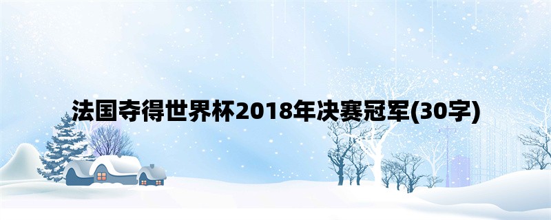 法国夺得世界杯2018年决