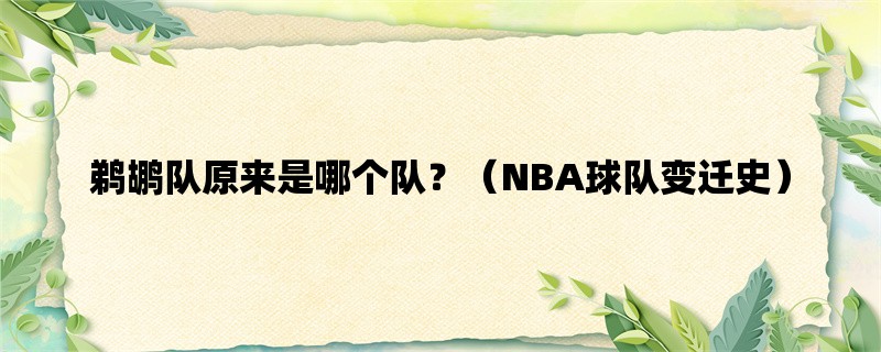 鹈鹕队原来是哪个队？（NBA球队变迁史）