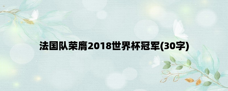 法国队荣膺2018世界杯冠