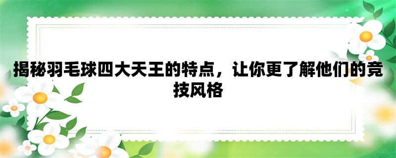 揭秘羽毛球四大天王的特点，让你更了解他们的竞技风格