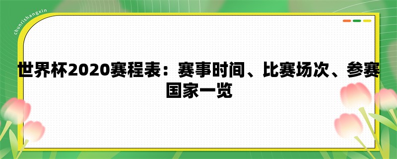 世界杯2020赛程表：赛事时间、比赛场次、参赛国家一览