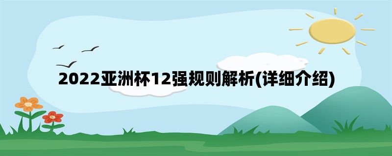 2022亚洲杯12强规则解析