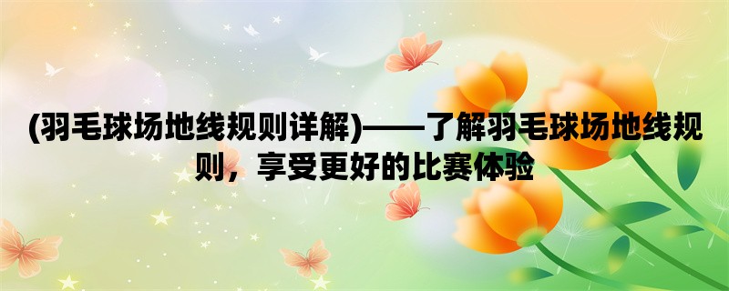 (羽毛球场地线规则详解)，了解羽毛球场地线规则，享受更好的比赛体验