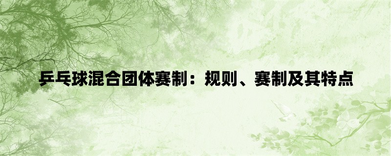 乒乓球混合团体赛制：规则、赛制及其特点