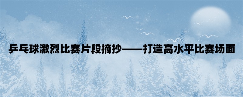 乒乓球激烈比赛片段摘抄，打造高水平比赛场面