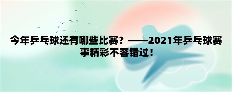 今年乒乓球还有哪些比赛