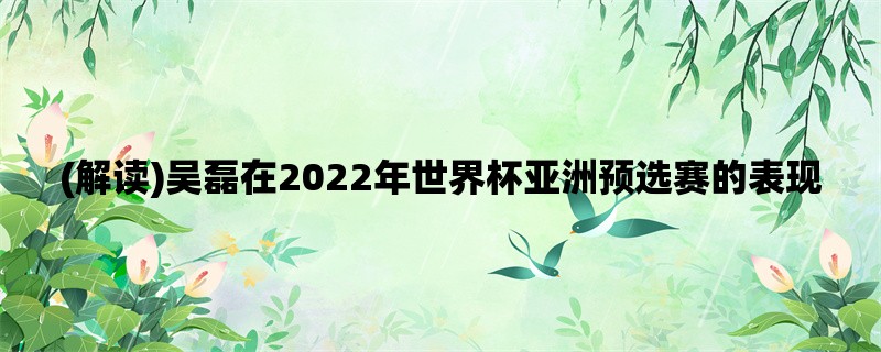 (解读)吴磊在2022年世界杯