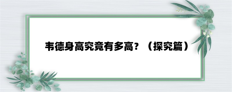 韦德身高究竟有多高？（