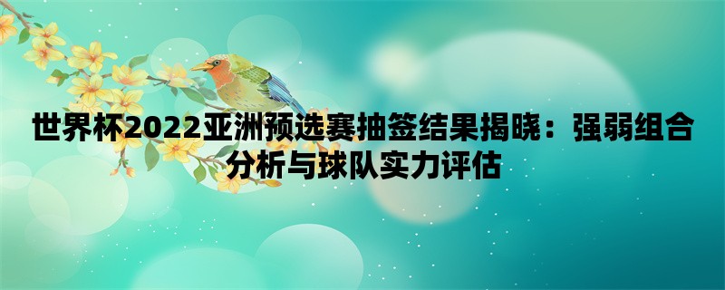 世界杯2022亚洲预选赛抽签结果揭晓：强弱组合分析与球队实力评估