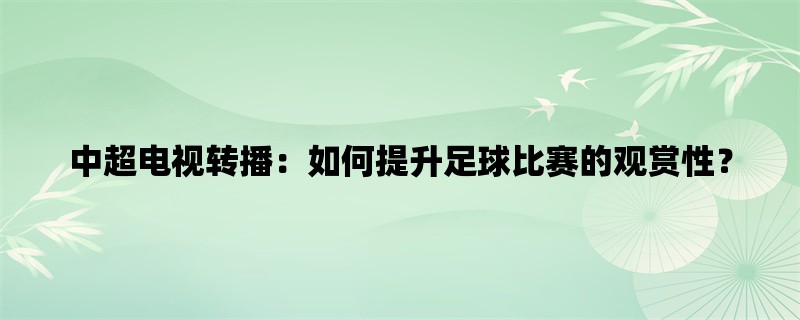 中超电视转播：如何提升足球比赛的观赏性？