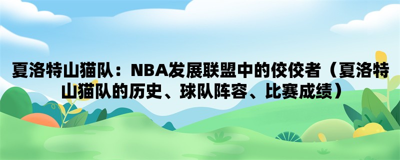 夏洛特山猫队：NBA发展联盟中的佼佼者（夏洛特山猫队的历史、球队阵容、比赛成绩）