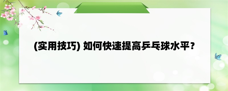 (实用技巧) 如何快速提高乒乓球水平？