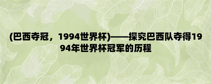 (巴西夺冠，1994世界杯