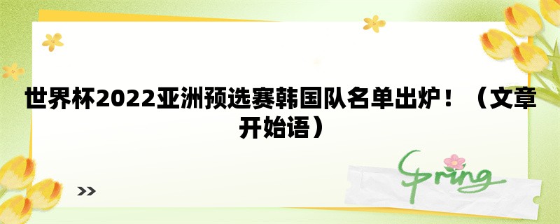 世界杯2022亚洲预选赛韩