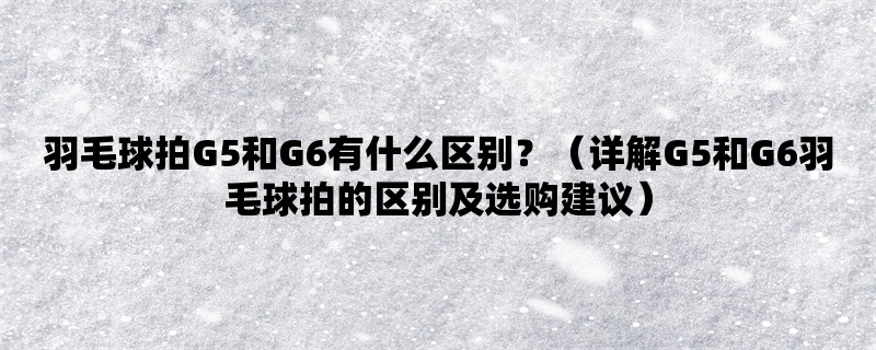 羽毛球拍G5和G6有什么区