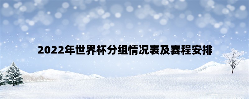 2022年世界杯分组情况表及赛程安排