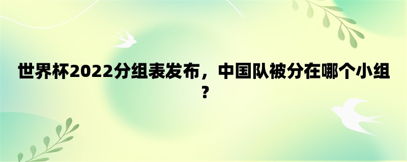 世界杯2022分组表发布，