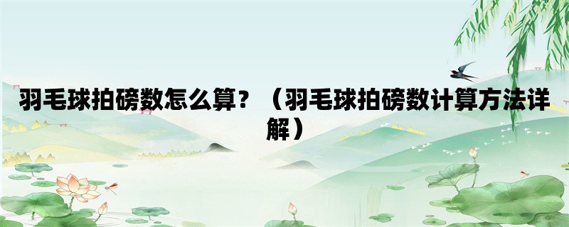 羽毛球拍磅数怎么算？（羽毛球拍磅数计算方法详解）