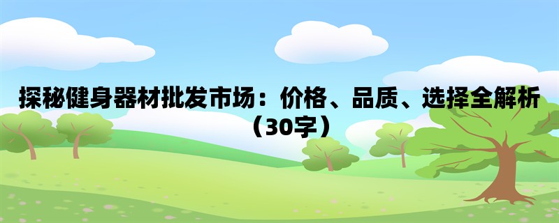 探秘健身器材批发市场：价格、品质、选择全解析