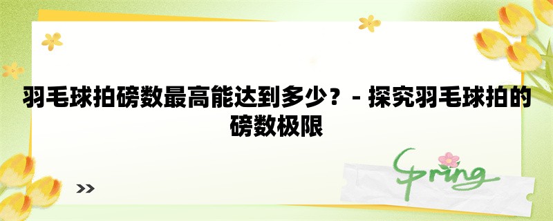 羽毛球拍磅数最高能达到多少？- 探究羽毛球拍的磅数极限