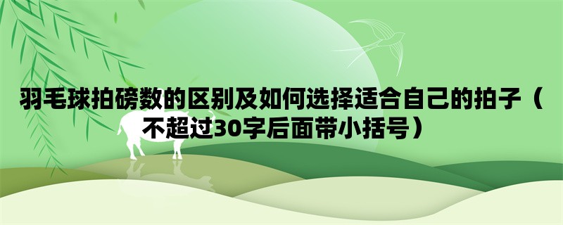 羽毛球拍磅数的区别及如何选择适合自己的拍子