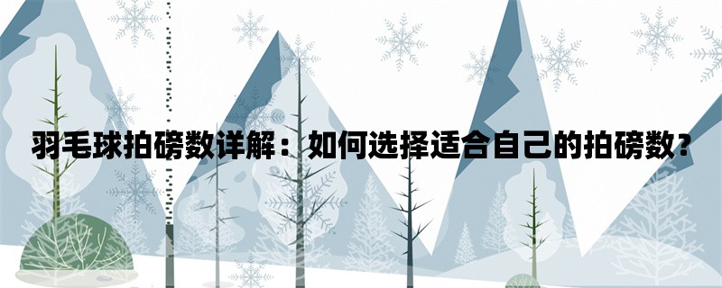 羽毛球拍磅数详解：如何选择适合自己的拍磅数？