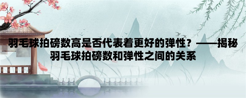 羽毛球拍磅数高是否代表着更好的弹性，揭秘羽毛球拍磅数和弹性之间的关系