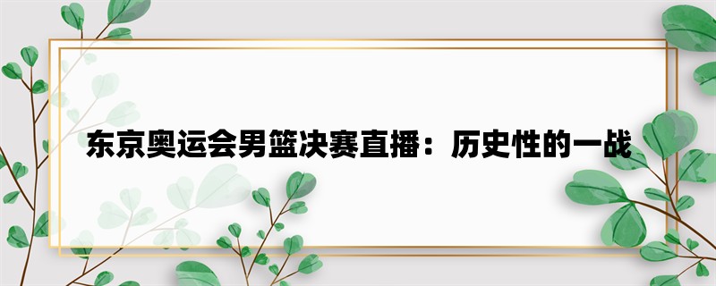 东京奥运会男篮决赛直播