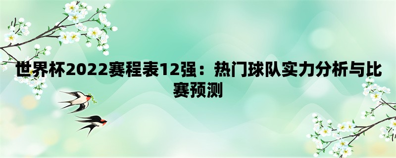 世界杯2022赛程表12强：热门球队实力分析与比赛预测