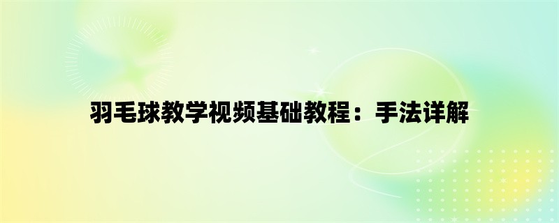 羽毛球教学视频基础教程：手法详解