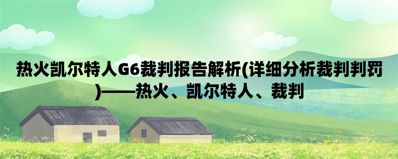 热火凯尔特人G6裁判报告