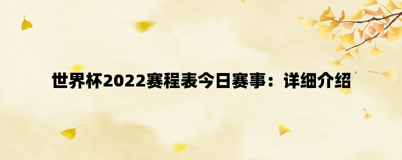 世界杯2022赛程表今日赛