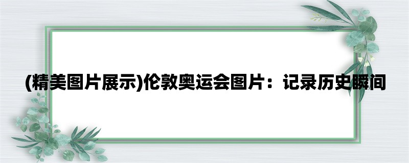 (精美图片展示)伦敦奥运