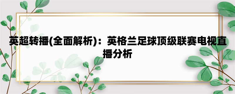 英超转播(全面解析)：英格兰足球顶级联赛电视直播分析