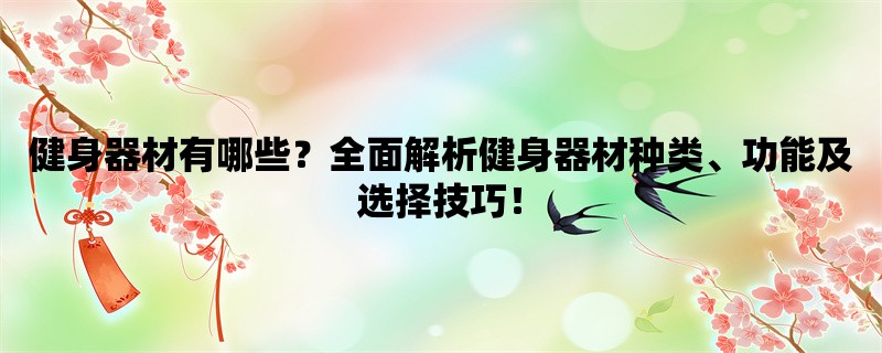 健身器材有哪些？全面解析健身器材种类、功能及选择技巧！